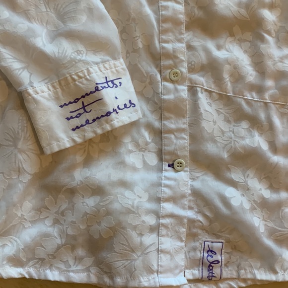 Vintage West Beach sheer white hibiscus flower button down shirt blouse top M - Picture 15 of 15